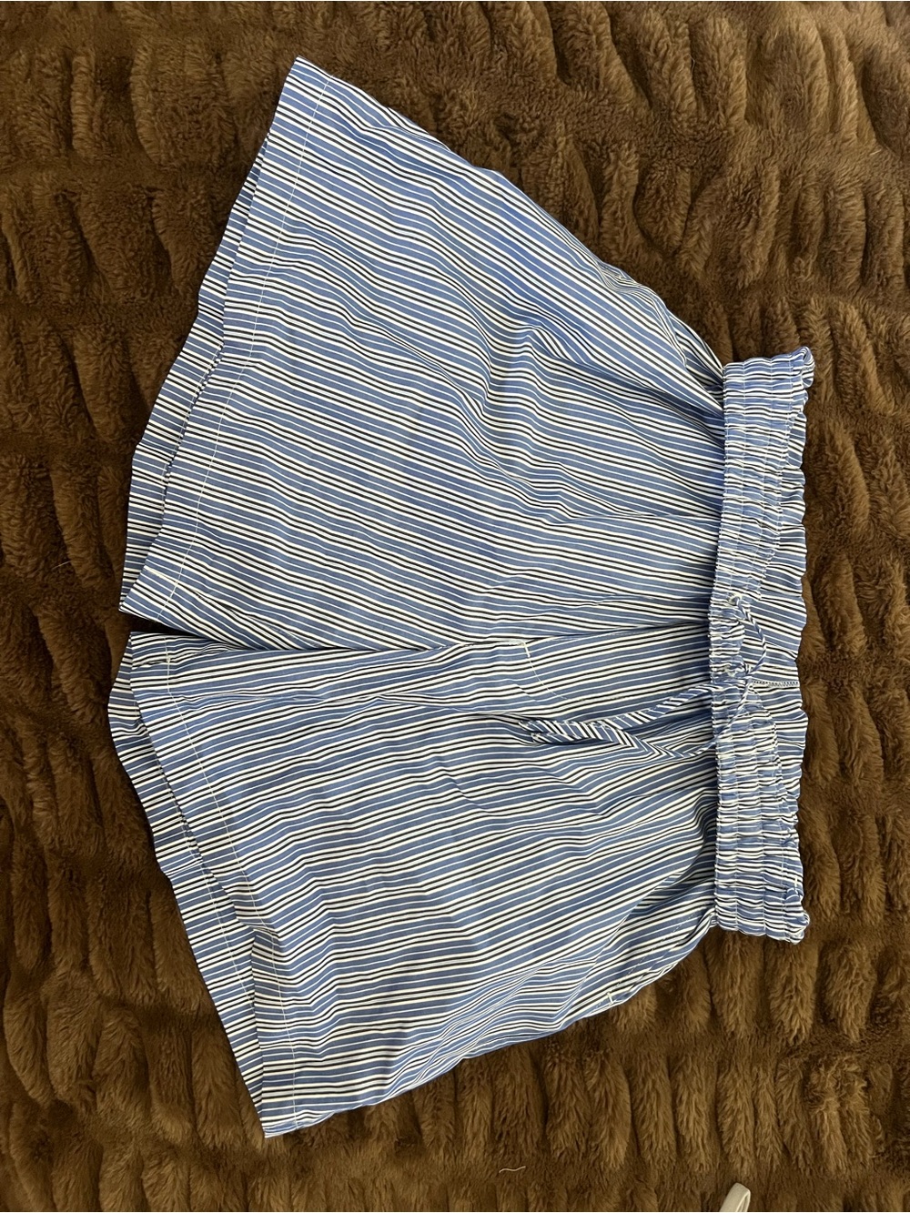 Aime Leon Dore Blue and White Striped Paperbag Waist Shorts